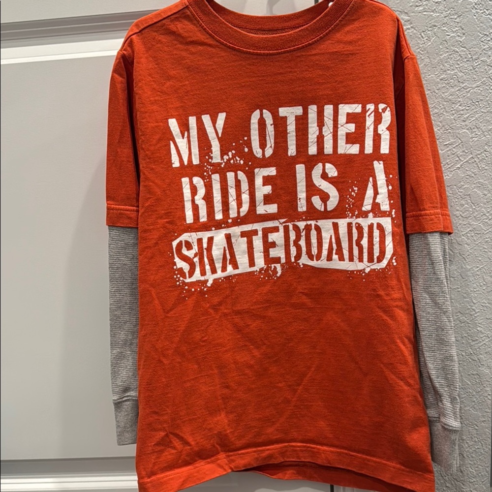 Crazy 8 Orange and Gray Kids long sleeve Skateboard Graphic Shirt
